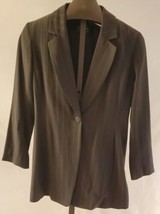 Dana Buchman Black Pin Striped Long Suit Jacket Misses size 6 Wool blend 1980s - £19.70 GBP