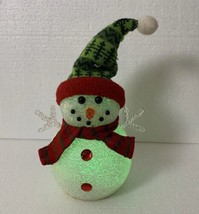 Vintage Lighted Snowman Color Changing Popcorn Plastic Battery Operated 11” - £13.64 GBP