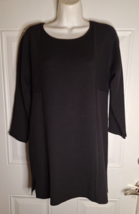 Chico&#39;s Black Scoop Neck 3/4 Sleeve Tight Knit Tunic Top Size 0 NWT - £17.13 GBP