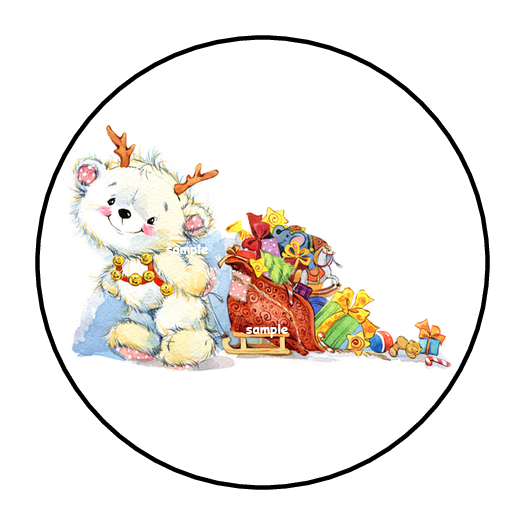 30 TEDDY BEAR CHRISTMAS ENVELOPE SEALS LABELS STICKERS 1.5" ROUND FAVORS