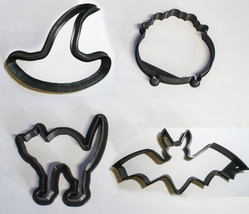 Witches Brew Cauldron Witch Hat Halloween Set Of 4 Cookie Cutters USA PR1094 - £5.60 GBP