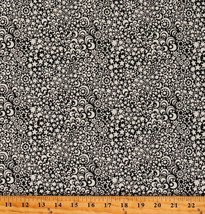 Cotton Stars Moons Nights Sky Outer Space Black Fabric Print by Yard D690.94 - £12.50 GBP