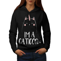 Wellcoda Cat Unicorn Womens Hoodie, Funny Casual Hooded Sweatshirt - £28.56 GBP