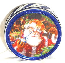 Lithograph Tin Can Round Container Santa Claus Design - £9.92 GBP