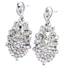 Bridal Drop Earrings, Bridesmaid Rhinestone Earrings, 2.6 Inch Clear Pageant Jew - £29.71 GBP