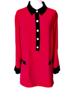 Jones New York Tunic Pink Black Top Size 16 Roll Tab Sleeve Barbiecore P... - £9.07 GBP