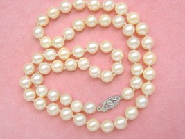 VINTAGE 6mm SALTWATER PEARL STRAND w/ SMALL SIMPLE 14K CLASP 16.5” NECKL... - $474.21