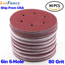 90Pcs 6Inch 80 Grit Sanding Discs Hook Loop Orbit Sander Sandpaper Pads ... - $36.99