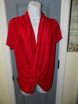 Wet Seal Red Deep Cowl Cross Short Sleeve Shirt Size L Women&#39;s NEW - £14.35 GBP