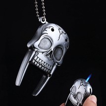 Creative Mini Skull Butane Torch Lighter, Windproof,, (Ancient Silver). - £31.15 GBP