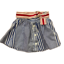 Ralph Lauren Cotton Blue Striped Skirt Girls 6X Belted Preppy - $19.00