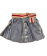 Ralph Lauren Cotton Blue Striped Skirt Girls 6X Belted Preppy - £14.85 GBP