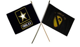 12x18 12&quot;x18&quot; Wholesale Combo Army Star &amp; Black Cavalry Division Stick Flag - £10.29 GBP