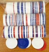 VINTAGE Lot HOYLE Gambling Casino Plastic Red White &amp; Blue Poker Chips 150+ - £19.49 GBP