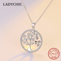 LADYCHIC Classic 925 Sterling Silver Tree of Life Round Pendant for Women Mom Cl - £20.94 GBP