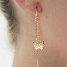 Gold Color Alloy Butterfly Ear Line Chain Hanging Earrings Tassel Drop Earrings  - £7.15 GBP