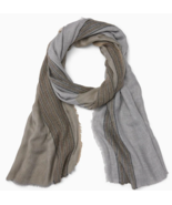 Sferra Corvara Scarf Grey Wool Blend w/Textured Boucle Stripes 28x82&quot; It... - $138.30 CAD