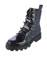 Karl Lagerfeld Mela Boucle Tweed Zipper Lace Silver Charms Rhinestones B... - $157.27 CAD