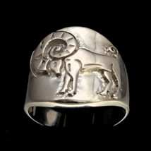 Sterling silver Aries ring Zodiac Horoscope Ram symbol Fire Star sign high polis - £68.15 GBP