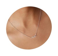 14K Gold Leaf Pendant Necklace for Women Dainty Sun - $47.83