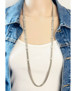 Signed ABS Allen Schwartz Silvertone Multi Chain Crystal Necklace - $40.74 CAD
