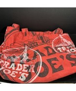 Trader Joe&#39;s Logo Tote Bag Canvas Vintage Reusable Shopping Bag Red White - $24.99