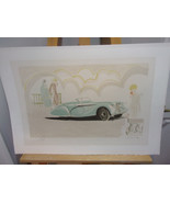 vintage C.1930 Jaguar and  Flapper Deco Beauty Print Lithograph Original... - $389.61 CAD