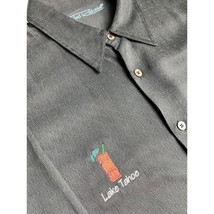 Tori Richard Lake Tahoe Men Hawaiian Shirt 100% Textured Black Silk Button Up XL - £31.59 GBP