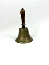 Vintage Large School House Brass LOUD Hand Bell With Wood Handle 11 “TALL - £66.16 GBP