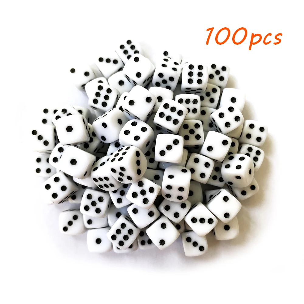 100pcs/Pack Acrylic Dice 10mm White Black Dot #10 Round Corner High Quality Bout - £136.84 GBP