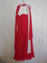 MORI LEE/MADELINE GARDINER RED SHEER LINED STRAPLESS PROM/PARTY DRESS-6-... - £25.09 GBP
