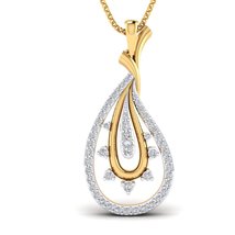 SwaraEcom 14K Yellow Gold Plated Round Cubic Zirconia Leaf Pendant for Womens Fa - £39.95 GBP