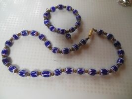 Vintage Polished 6-Layer Chevron Trade Bead Necklace and Wrap Bracelet - $250.00