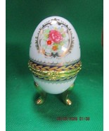 EGG TRINKET BOX FABERGE INSPIRED STYLE 4&quot; TALL FOOTED GOLDEN BOUQUET [FA... - $635.62 MXN