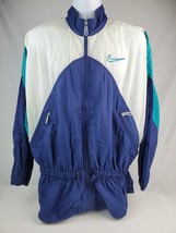 Vintage 1990&#39;s Nike Windbreaker Ski Jacket Mens Large Blue White &amp; Teal ... - $23.75