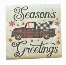 Paper Napkins Cocktail Red Farm Truck Christmas 60 ct Seasons Greetings ... - £17.36 GBP