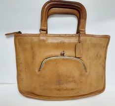 Vintage COACH Purse Handbag Satchel Outer Attached Snap Pouch w Hangtag Tan RARE - £235.76 GBP