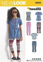 New Look Sewing Pattern 6505 Tops Leggings Girls Plus Size 8-16 - $8.96