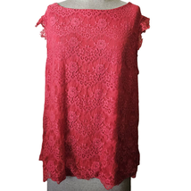 Coral Floral Lace Short Sleeve Blouse Size XL - £19.57 GBP