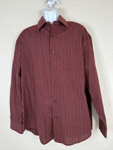 Van Heusen Men Size XL Red Striped Button Up Shirt Long Sleeve Pocket - £6.92 GBP