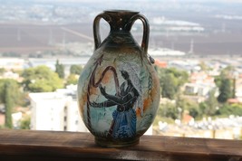 Awesome Vintage Greek Ceramic Amphora Jar Vase Pot Painting Goddess Athena 24cm - £36.26 GBP