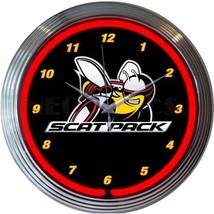 Dodge Scat Pack Car Neon Clock 15&quot;x15&quot; - $85.99