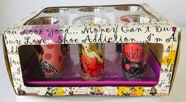 6 Ladies Cocktail Drink Shot Glasses One-of-a-Kind Girls Delish New in Box 3.75&quot; - £23.25 GBP