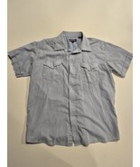 Panhandle Men&#39;s Size 17 1/2 XL Pearl Snap Shirt Blue Short Sleeve - £13.38 GBP