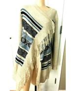St Johns Bay Sweater Wrap Womens Small Open Front Shawl Aztec Fringe Sou... - £9.21 GBP