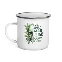 Skull Im A Simple Man I Like Doobies And Boobies Weed Enamel Mug, Graphic Coffe - £16.70 GBP