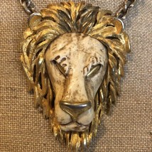 Vintage Luca Razza Zodiac Themed Lion Head Pendant Necklace Not Signed Read - £76.55 GBP