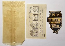 1939 City of Belleville Illinois Vehicle License Window Sticker Decal PB137 - £63.92 GBP