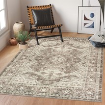 Rugland 5-By-7 Area Rugs - Vintage Tribal Area Rugs, Washable, Ivory, 5&#39;X7&#39;). - £48.33 GBP