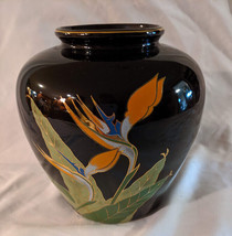 Vintage OTAGIRI  Midnight Blue Flower Vase BIRD OF PARADISE Made in Japa... - £14.02 GBP